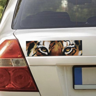 Intensieve Groene Jungle Tijgerogen Wilde Natuur B Bumpersticker