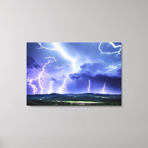 Intensieve Natuur   Bliksem Storm Canvas Afdruk