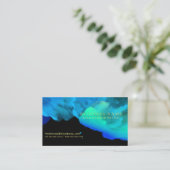 Intensieve Oceaan Blauwgroene Waterverf op Zwart Visitekaartje (Staand voorkant)