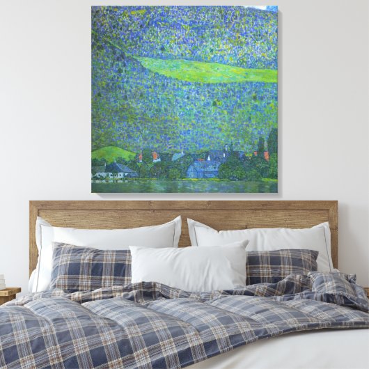 Interactie in Attersee door Klimt,  Art Nouveau Canvas Afdruk (Insitu (Slaapkamer))
