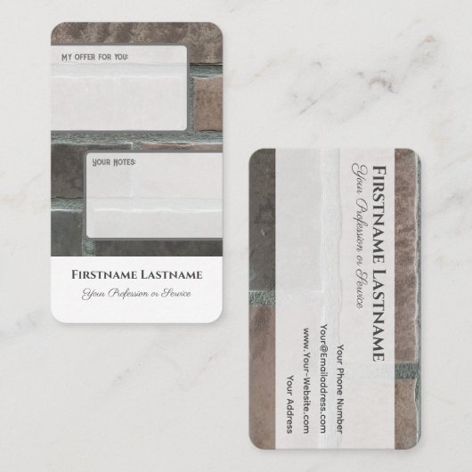 Interactief persoonlijk aanbod klantnotities bakst visitekaartje (Voorkant / Achterkant)