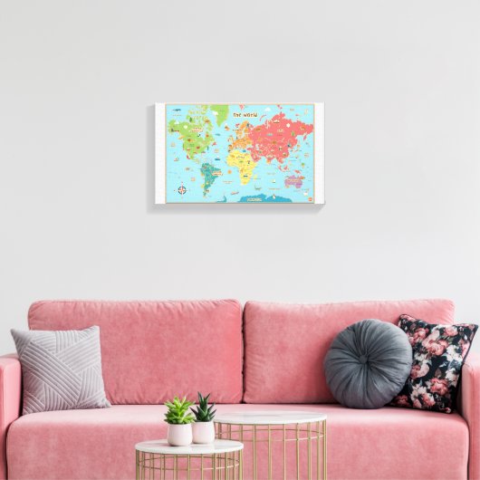 Interactieve Wereldkaart Canvas Wall Art (Insitu (Woonkamer))