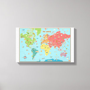 Interactieve Wereldkaart Canvas Wall Art