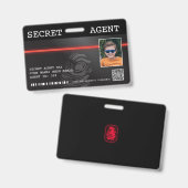 Interactive Secret Agent Spy Badge - Zwart/Rood (Voor- en achterkant)