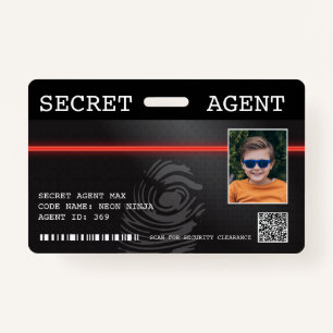 Interactive Secret Agent Spy Badge - Zwart/Rood