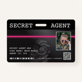 Interactive Secret Agent Spy Badge - Zwart/Roze