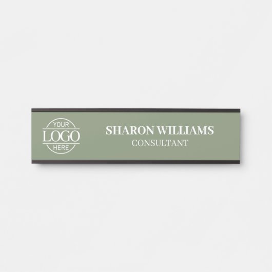 Interchangeable Sage Green Custom Business Logo  Deurbordje (Voorkant)