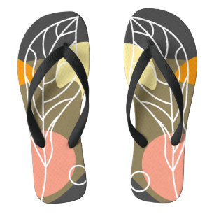 Interessante abstracte plekjes met bladeren teenslippers