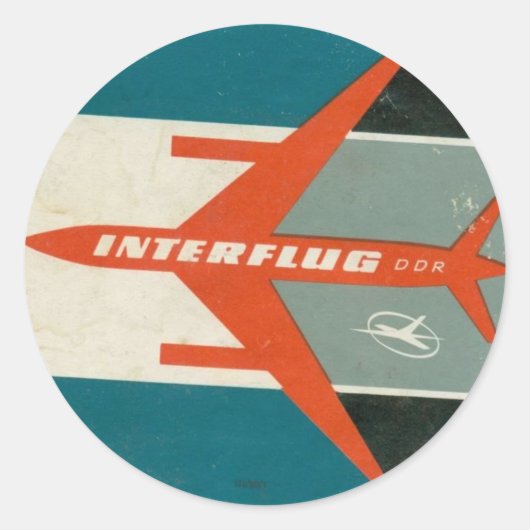  Interflug Bagagelabel Reproductie Ronde Sticker (Voorkant)
