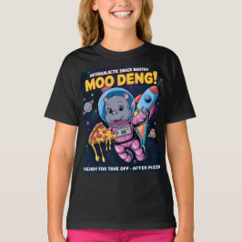 Intergalactische Moo Deng Baby Hippo Pizza Adventu T-shirt