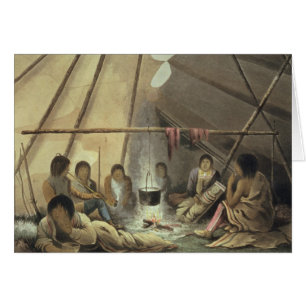 Intérieur d'une tente indienne de Cree, le 25 mar