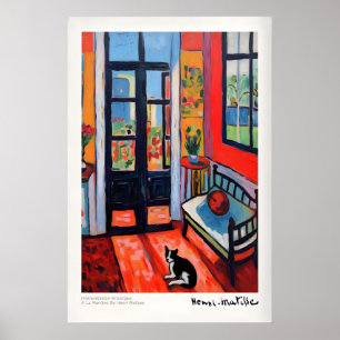 Interieur met kat en open deur poster