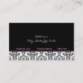 Intérieur noir rose blanc damassé carte de visite (Dos)