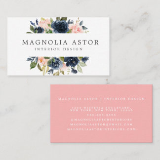 Interieur Ontwerp Bloemen Waterverf Roze Navy Girl Visitekaartje