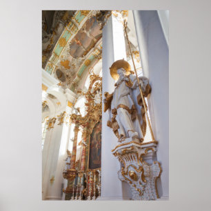 Interieur van Beierse Rococokerk Poster
