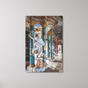 Interieur van bibliotheek in rococostijl canvas afdruk