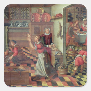 Interieur van de keuken, het avondmaal bij Emmaus Vierkante Sticker