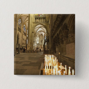 Interieur van de Sint-Pieterskathedraal in Regensb Vierkante Button 5,1 Cm