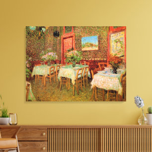 Interieur van een restaurant door Vincent van Gogh Canvas Afdruk