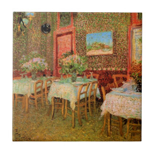 Interieur van een restaurant door Vincent van Gogh Tegeltje