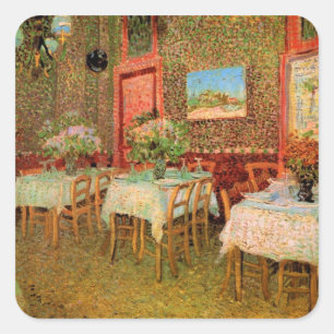 Interieur van een restaurant door Vincent van Gogh Vierkante Sticker