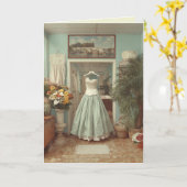 Interieur van een vintage bruidsjurkenboetiek kaart (Gele Bloem)