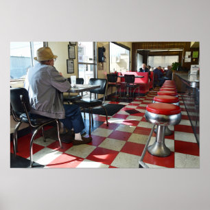 Interieur van een vintage diner poster