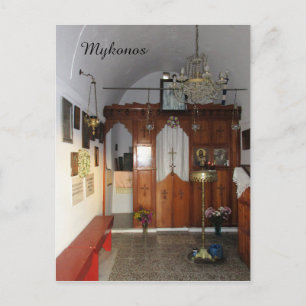 Interieur van kleine kerk, Mykonos Briefkaart