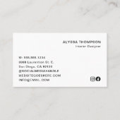 Interieurontwerp Custom Photo Modern Stijlvol Visitekaartje (Achterkant)