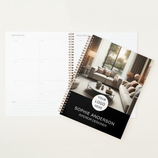Interieurontwerper Custom Logo Photo Black Planner (Display)