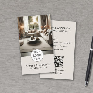 Interieurontwerper Logo Foto QR Social Media Tan Visitekaartje