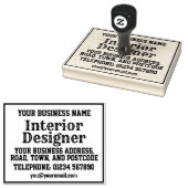 Interieurontwerper met naam, adres, enz. 	rubberstempel (Gestempeld)
