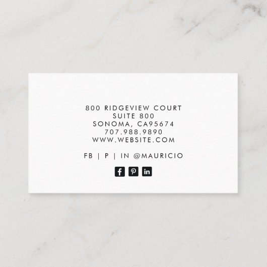 Interieurontwerper Modern aards bladpatroon Visitekaartje (Achterkant)