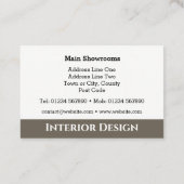 Intérieurs & Ameublement Carte de visite. (Dos)