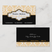 Intérieurs damassés noir orange blanc carte de vis (Devant / Derrière)