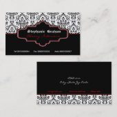 Intérieurs damassés noir rouge carte de visite (Devant / Derrière)