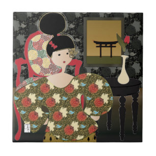 Interieurs Rode Stoel Tegel Tegeltje