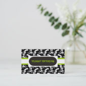 Interieurs zwart, wit, groen Damask visitekaartje (Staand voorkant)