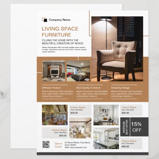 Interior Design Flyer Template | Modern Home Decor (Devant / Derrière)
