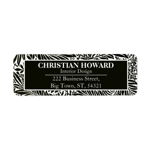 Interior Designer Elegant Black en White Pattern Etiket (Voorkant)