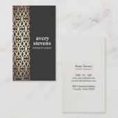 Interior Designer Elegant Gold Scroll Black Visitekaartje (Voorkant / Achterkant)