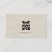 Interior Designer Luxury Neutral Linen QR Code Visitekaartje (Achterkant)