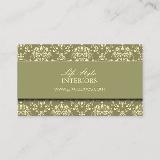 Interior Designer Visitekaartje, Moss Damask Visitekaartje (Voorkant)