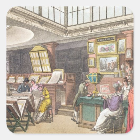 Interior from Ackermann's 'Repository of Arts', Li Vierkante Sticker (Voorkant)