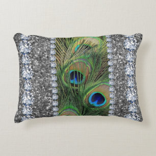 Interior Glitter Chic Silver Home Roos Peacock Accent Kussen