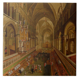 Interior of Canterbury Cathedral, c.1675-1700 (oil Tegeltje