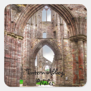 Interior Uitzicht of Ancient Tstage Abbey Wales, V Vierkante Sticker