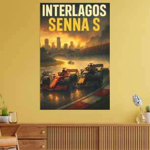 Interlagos Ayrton Senna Huldiging Braziliaanse Gra Canvas Afdruk