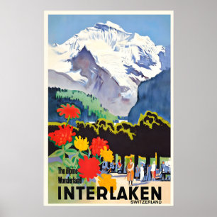 Interlaken Bern Zwitserland Zwitserse Alpen Vintag Poster