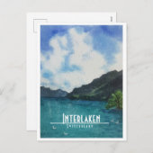 Interlaken Suisse voyage carte postale art (Devant / Derrière)